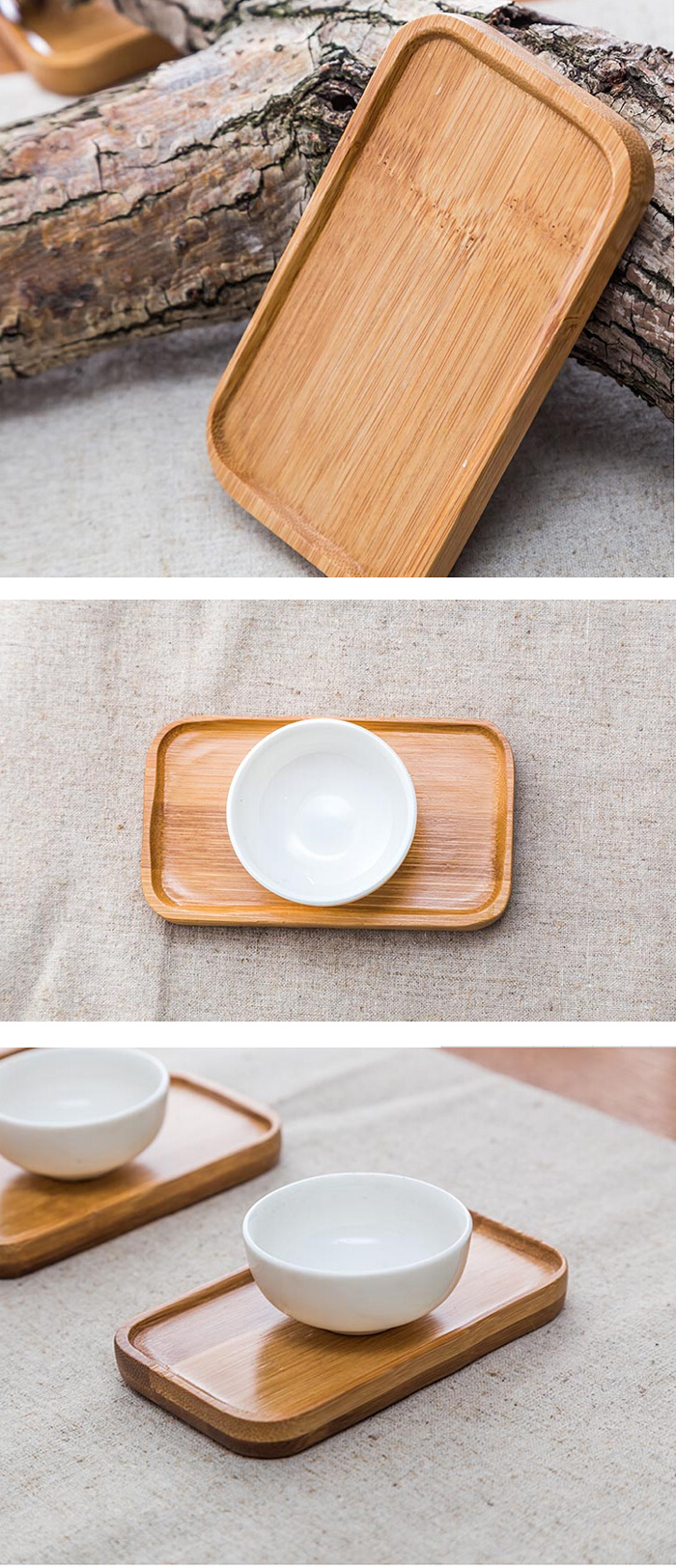 Rectangle Bamboo Scald Proof Tea Cup Holder Coaster Kungfu Tea Accessaries