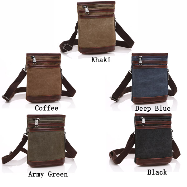 Men Bag, Canvas Casual Black, Khaki Coffee Shoulder, Crossbody Bag Wasit Bag