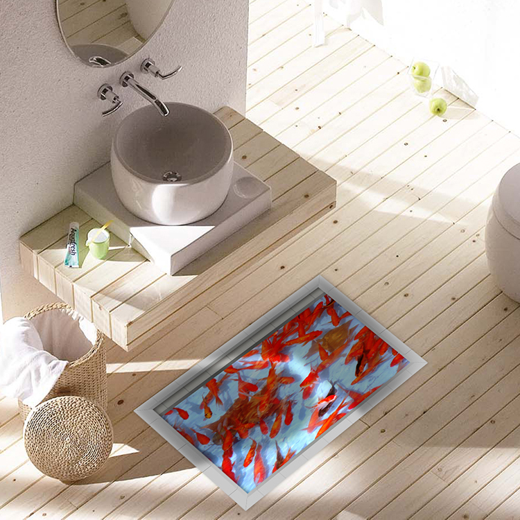 PAG 3D Waterproof Goldfish Pond Pattern Floor Sticker