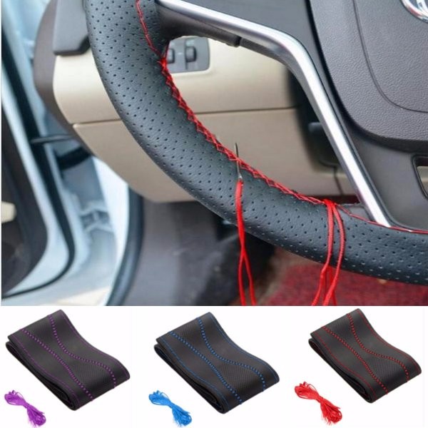 Universal DIY PU Leather Car Steering Wheel Cover