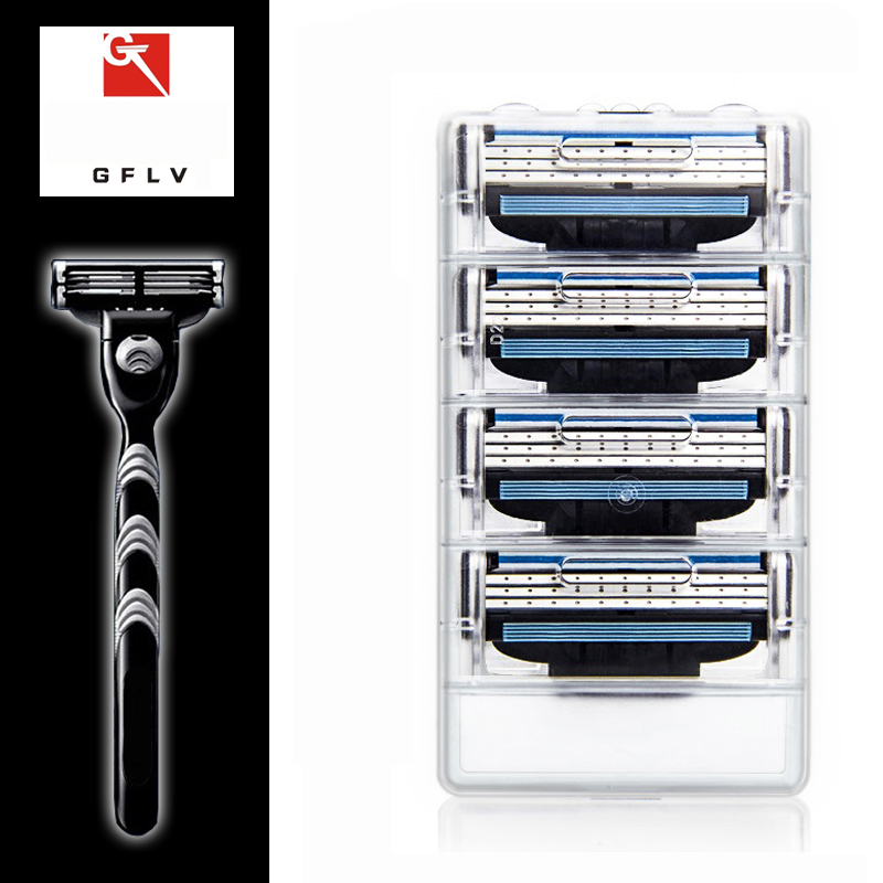 GFLV 4pcs Shaver Heads 3 Layers Blades Suitable for GilletteFLYSKY 