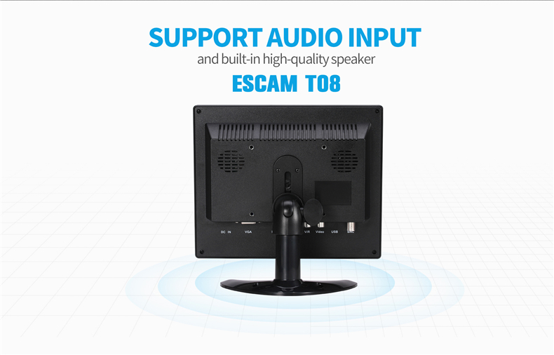 ESCAM T08 8 inch TFT LCD 1024x768 Monitor with VGA HDMI AV BNC USB for PC CCTV Security Camera 40