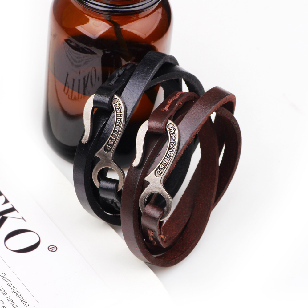 Vintage Retro Leather Multi Layers Adjustable Fashion Women Men Bracelet
