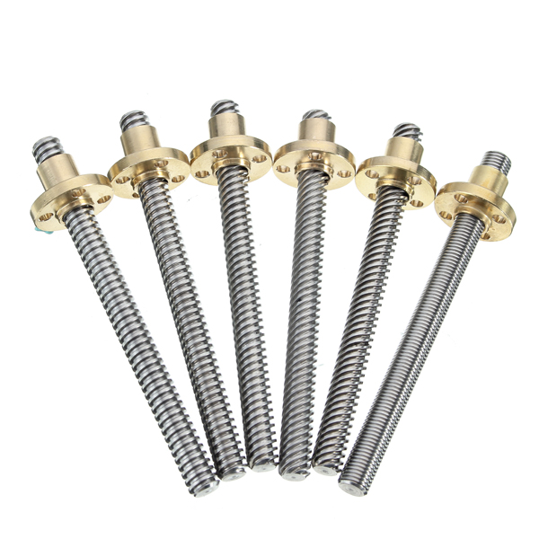 3D Printer T8 1/2/4/8/12/14mm 400mm Lead Screw 8mm Thread With Copper Nut For Stepper Motor 32