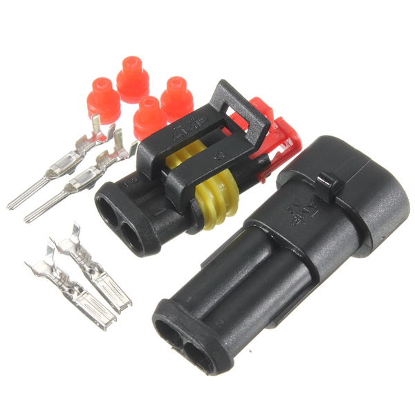 Car 2 Pin Way Sealed Waterproof Electrical Wire Auto Connector Plug Set