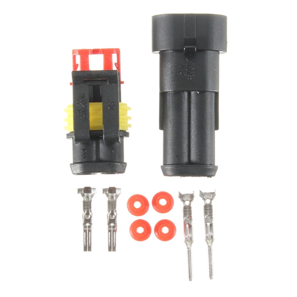 Car 2 Pin Way Sealed Waterproof Electrical Wire Auto Connector Plug Set