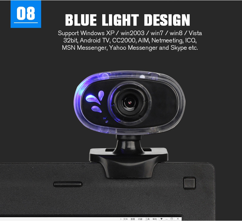 A881 USB 360º Rotation Blue Light 12 Million Pixels with Mic Webcam Camera for PC Laptop 15
