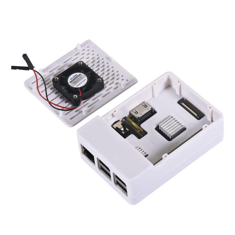 Black/White Assembled Exclouse Case + Quiet Cooling Fan + Heatsink Support GPIO or Camera For Raspberry Pi 3/2/B+ 13