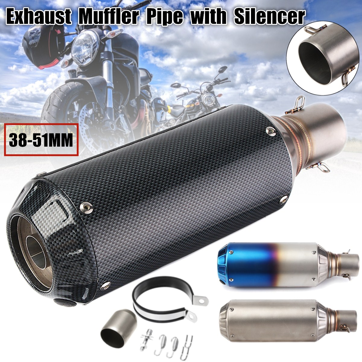 tubo de silenciador de escape de motocicleta con silenciador