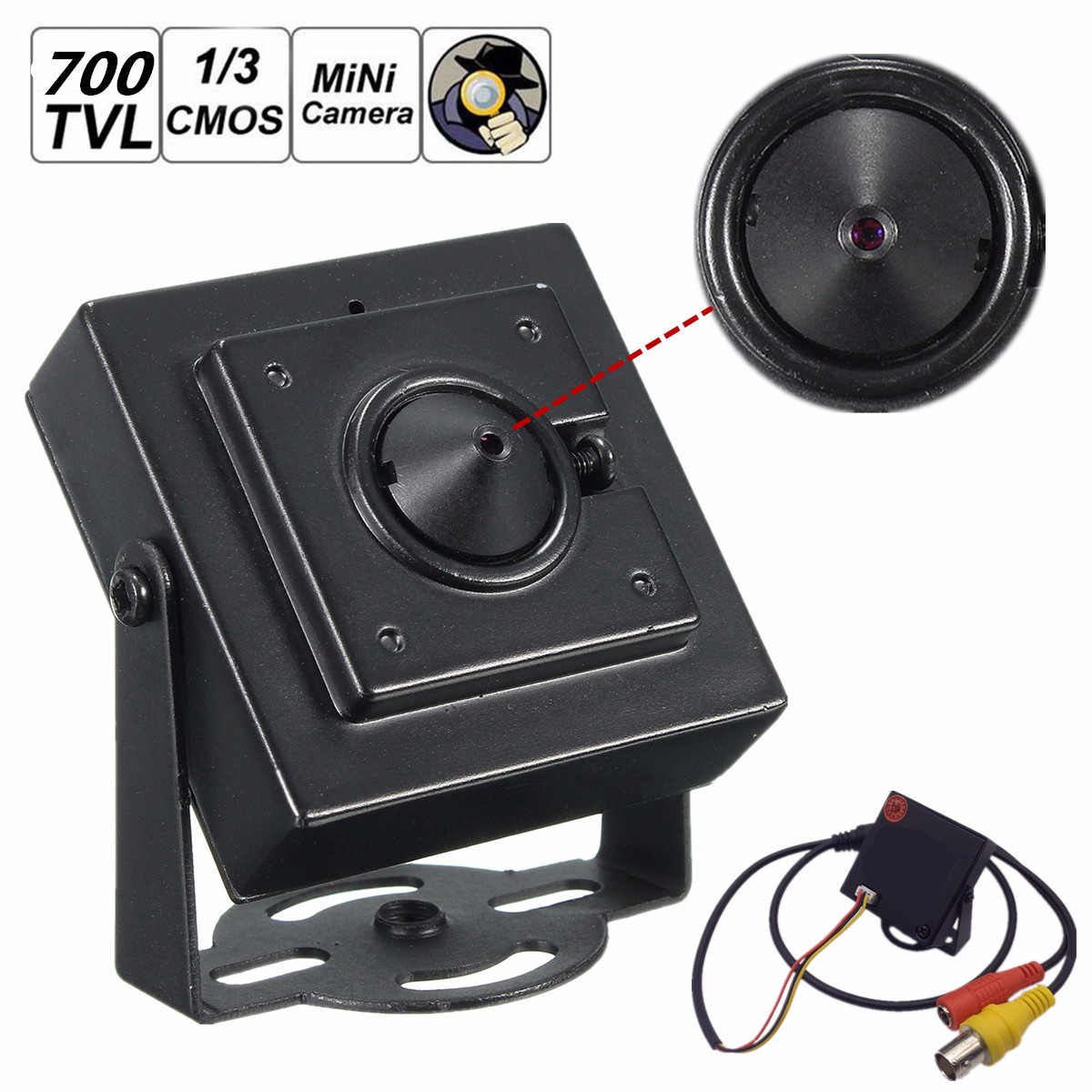 Mini Pinhole HD 700TVL 1/3" 3.7mm Wide Angle Board Lens CCTV Security PAL Camera 13