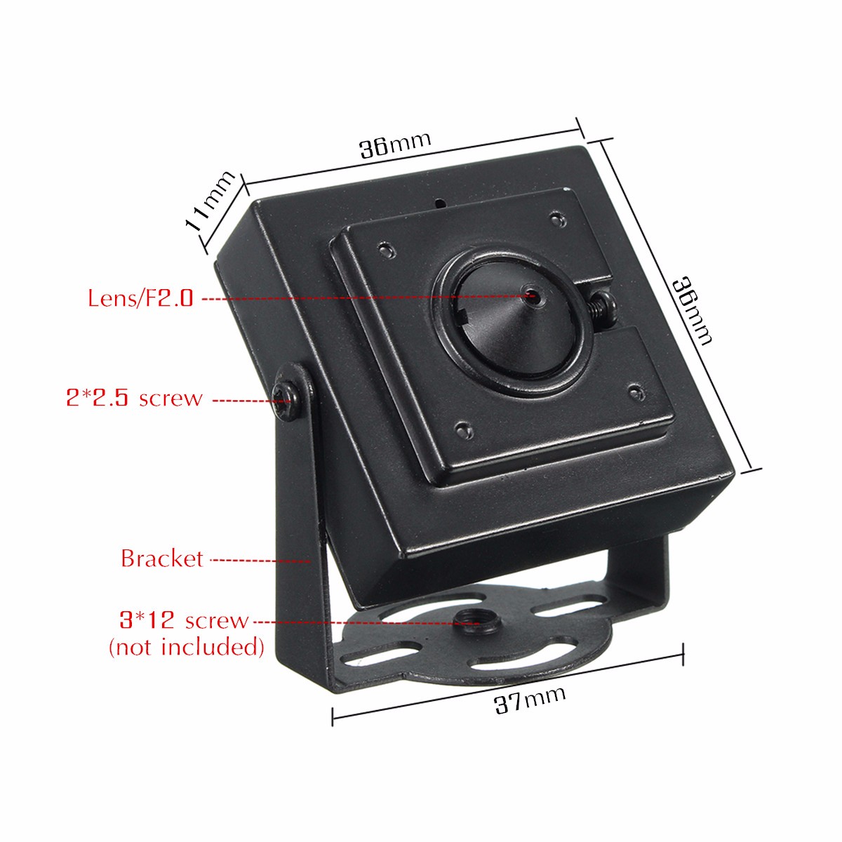 Mini Pinhole HD 700TVL 1/3" 3.7mm Wide Angle Board Lens CCTV Security PAL Camera 15