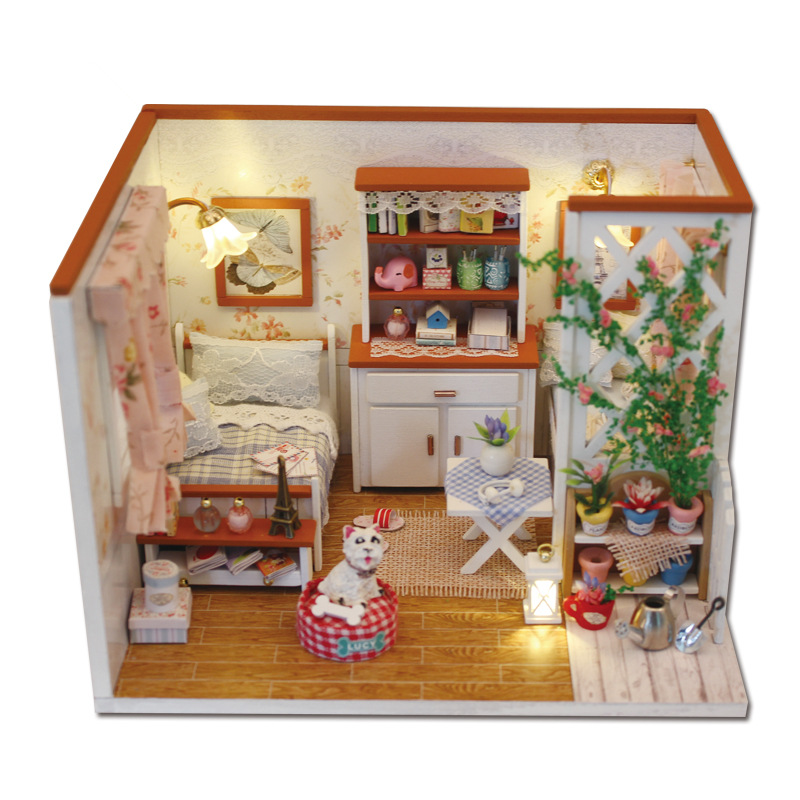 

Hoomeda M024 DIY Dollhouse Miniatures Model Kit Little Happiness Assembling Handcrafts Creative Gift