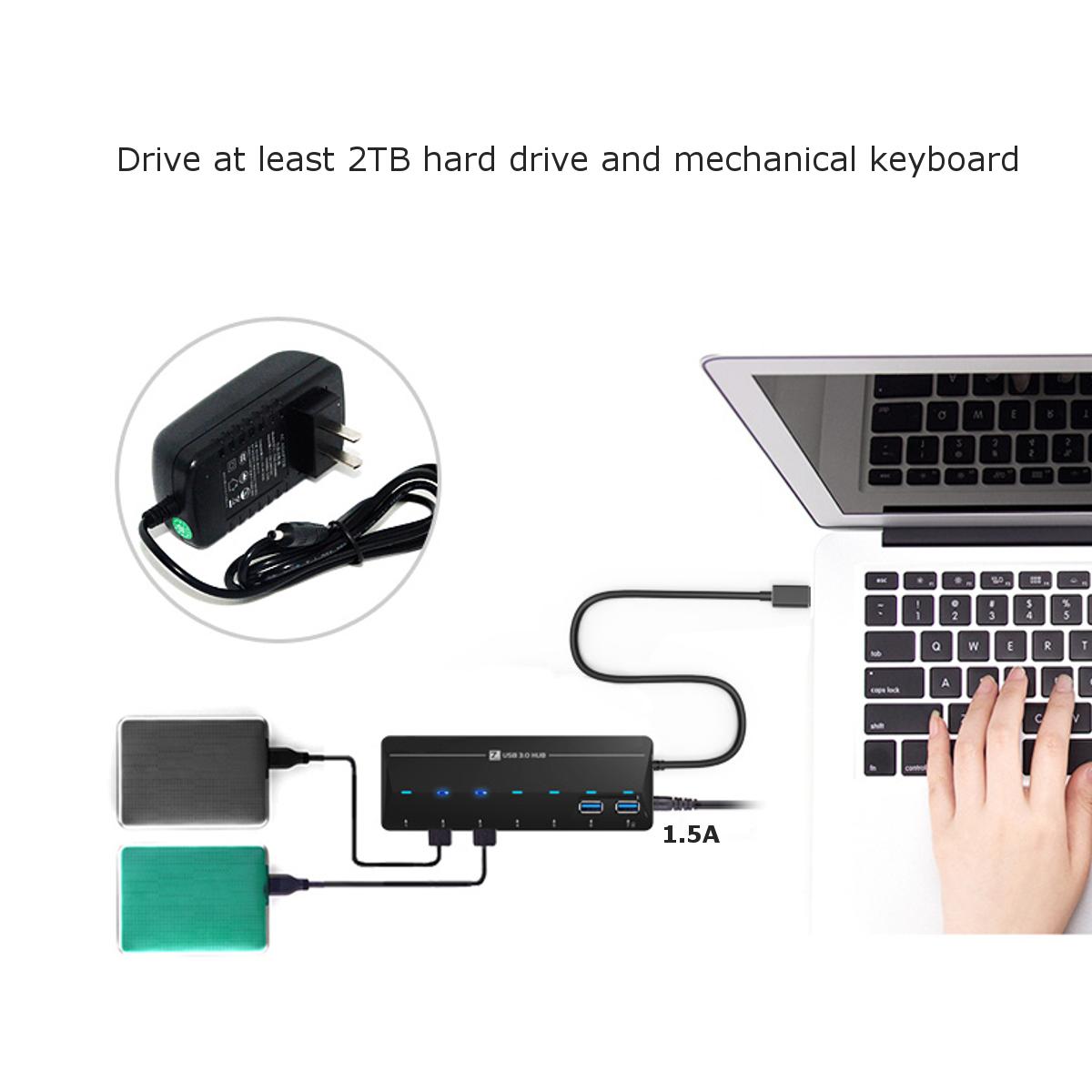 High Speed USB 3.0 7 Ports Hub with 1.5A Quick Charge Port 11