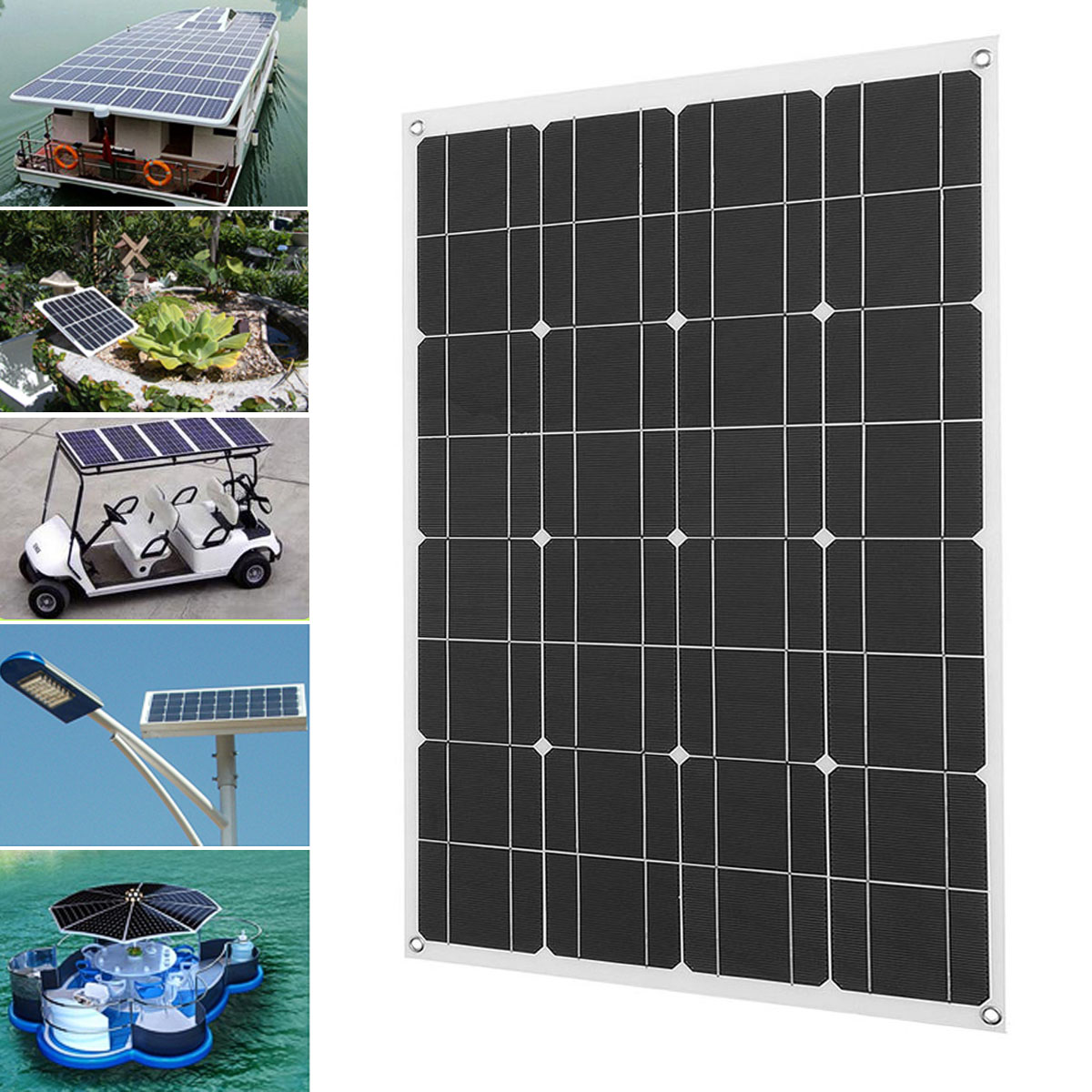 80W 12V Semi Flexible Waterproof Solar Panels With 1.5m Cable 9