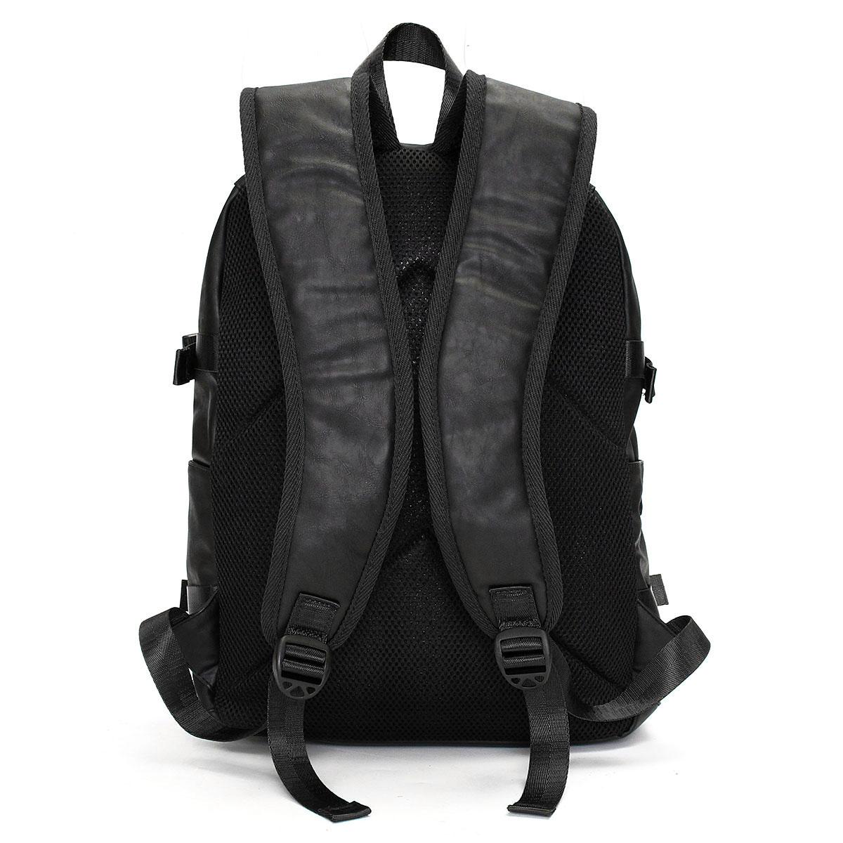 Men Vintage PU Leather Zipper Laptop Travel School Outdoor Backpack Bag Rucksack 19