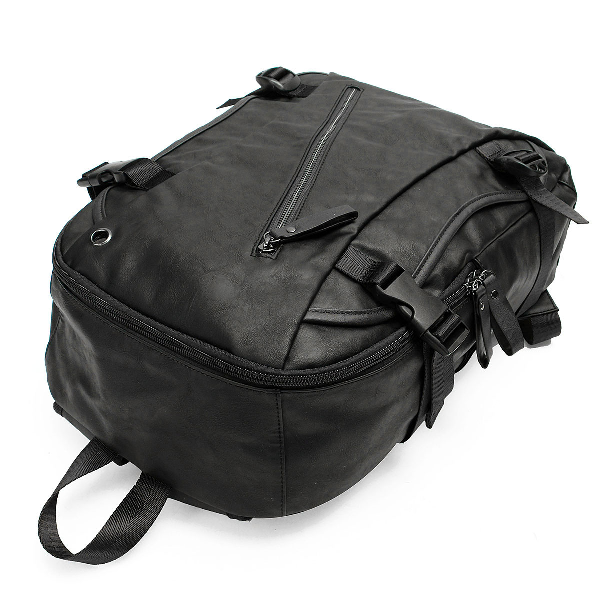Men Vintage PU Leather Zipper Laptop Travel School Outdoor Backpack Bag Rucksack 82