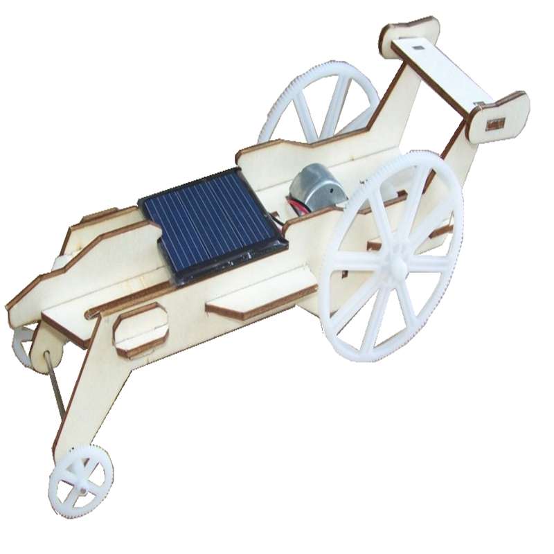 DIY Assembled Solar Wooden Toy Lunar Rover Car With Solar Plane & Motor 7