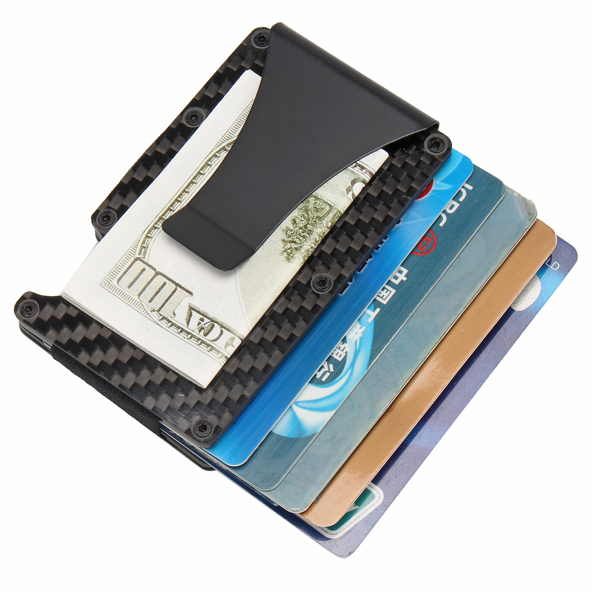 Slim Carbon Fiber Credit Card Holder RFID Blocking Metal Wallet Money Clip Case 17