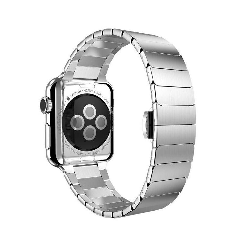 

42mm Stainless Steel Watch Band Butterfly Double Hidden Clasp Watch Strap For Apple Watch