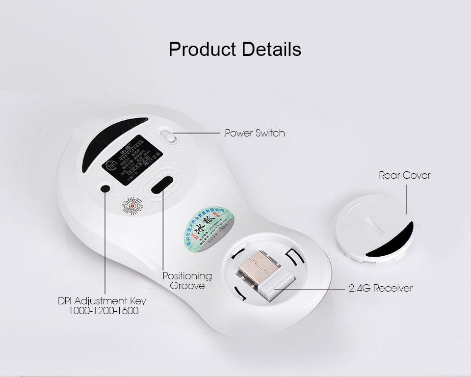 Q8 2.4G 1600dpi Wireless Rechargeable Silent Mouse USB Optical Ergonomic Mouse Mini Mouse Mice 28