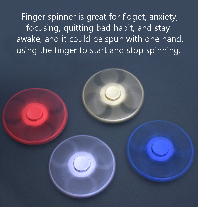 LED Flashing Word Fidget Hand Finger Spinner Stress Reducer TF Card Gyro Bluetooth Speaker 