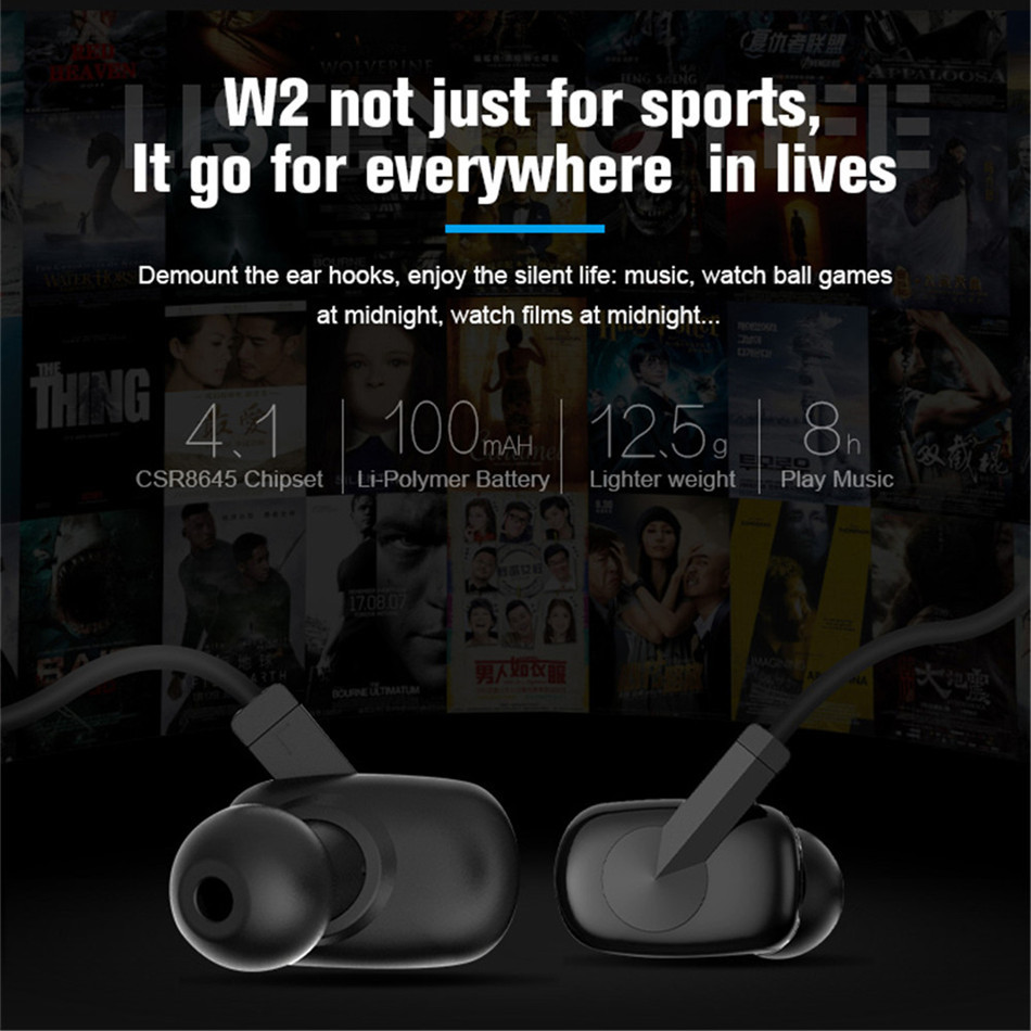 UVOKS W2 Wireless Bluetooth Earphone Waterproof In-ear Stereo Sports Headphone with Mic 12