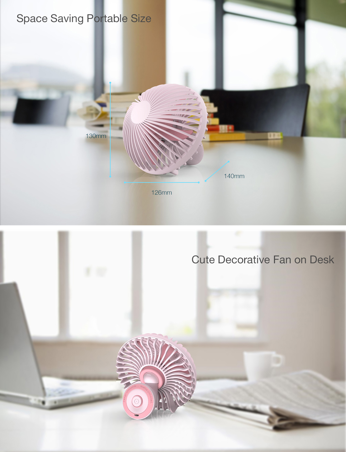 Loskii HF-200 Portable Mini Electronic Desktop Mushroom Shape Summer Cooling Fan 2 Grade Adjustment USB Charging Fan 35
