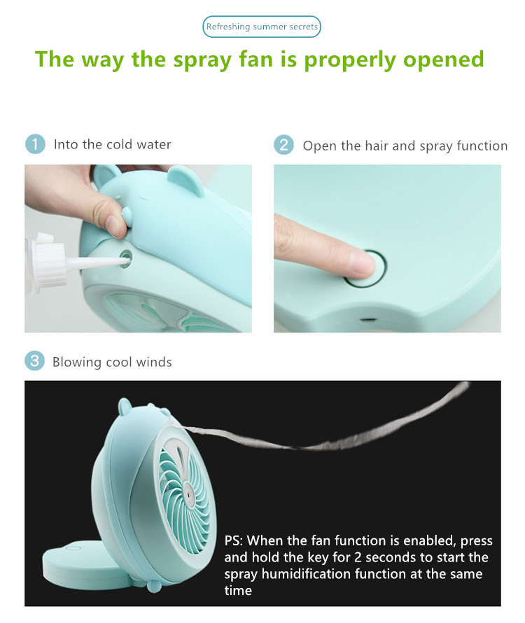 Honana DX-F1 Portable Mini USB Misting Fan Water Spray Fan Rechargeable Personal Cooling Mist Humidifier Fan 16