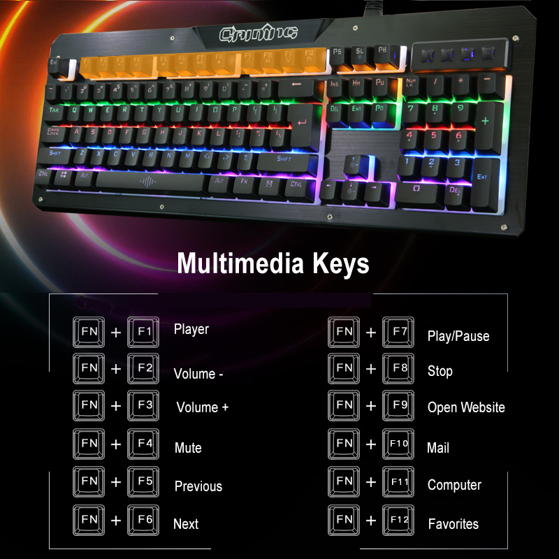 104Keys Blue Switch LED Backlight Mechanical Gaming Keyboard With Hand Holder USB Wired 15