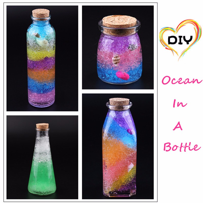 DIY Ocean In A Bottle Rainbow Bottle Expandable Water Balls Colorful Sea Bottle Grow In Water Toy - Photo: 4
