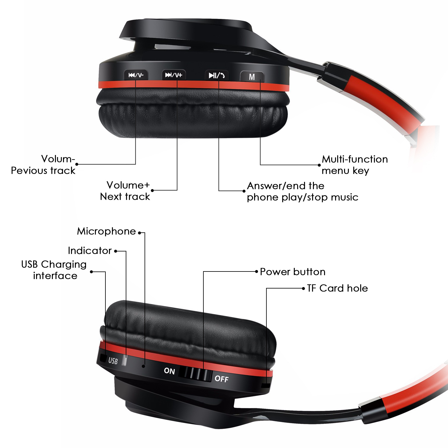 M.Way YS-BT9916 Fashion Bluetooth 4.0 Wireless Wired FM Radio Function Headphone 9