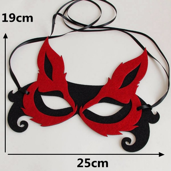 Red Devil Mask Cosplay Felt Cloth Ribbon Masquerade Mask