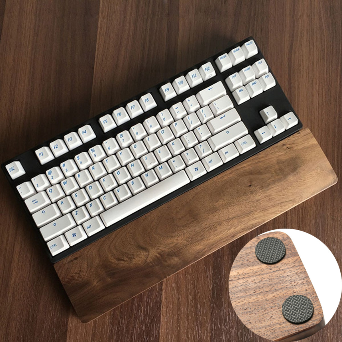 Black Walnutwood Wrist Rest Pad Keyboard Wood Wrist Protection Anti-skid Pad for 60-Key 60% Keyboard 8