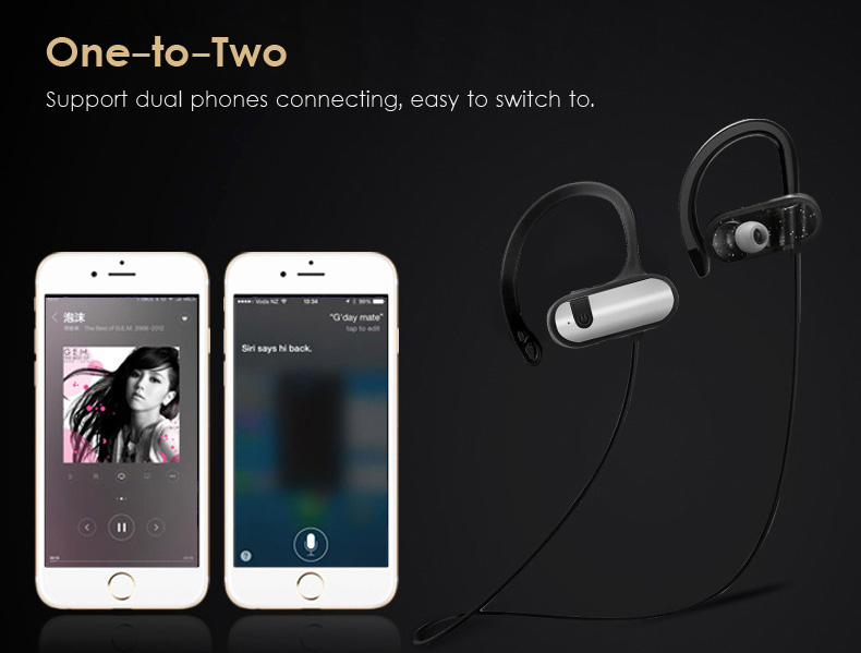 Wireless Bluetooth 4.1 Waterproof Stereo Earphone Sport Earphone for iOS Android 7