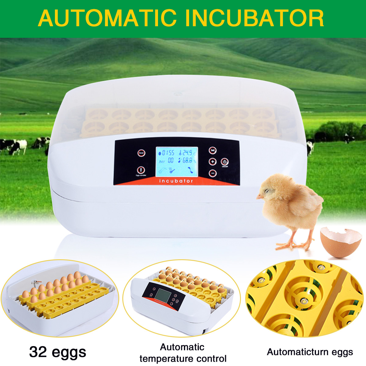 32 Position Electronic Digital Incubator Automatic Hatcher for Poultry Eggs Chicken Egg 8