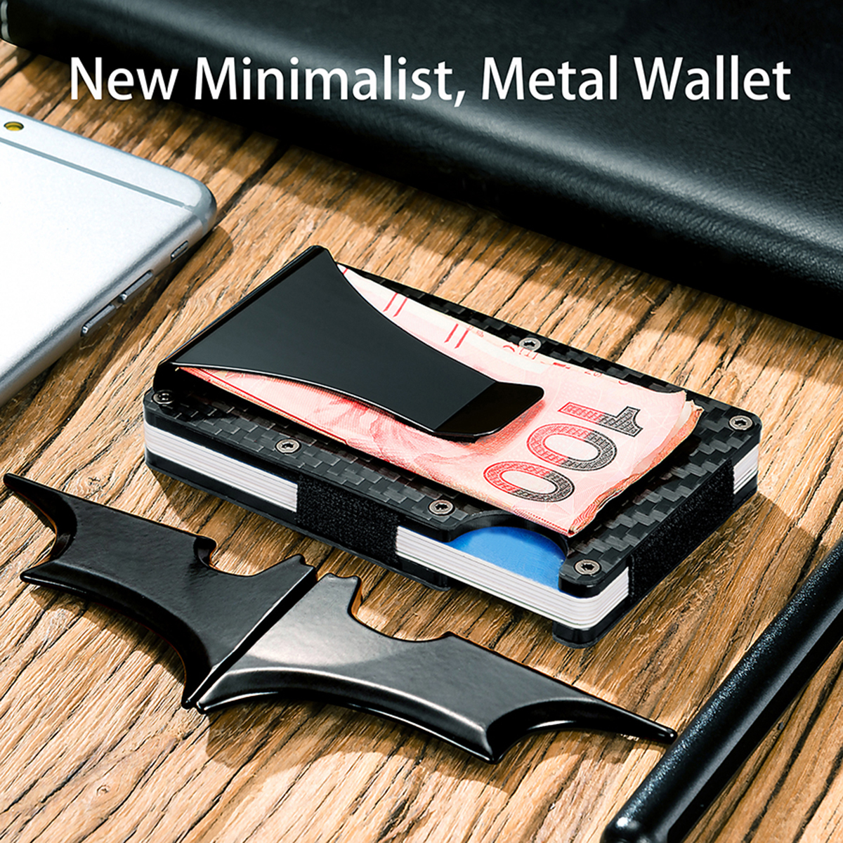 Slim Carbon Fiber Credit Card Holder RFID Blocking Metal Wallet Money Clip Case 13