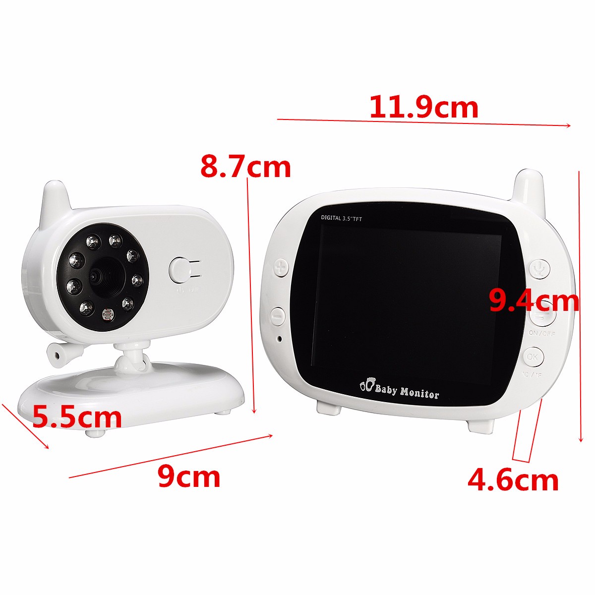2.4G Wireless Digital 3.5 inch LCD Baby Monitor Camera Audio Talk Video Night Vision 17