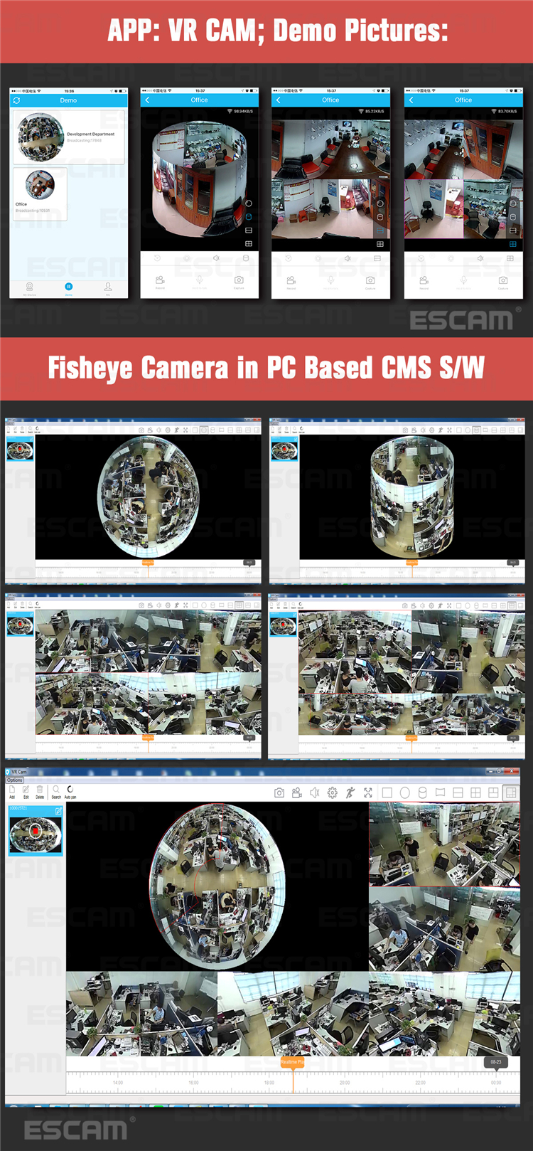 ESCAM Fisheye Camera Support VR QP180 Shark 960P IP WiFi Camera 1.3MP 360 Degree Panoramic Infrared Night Vision Camera 36