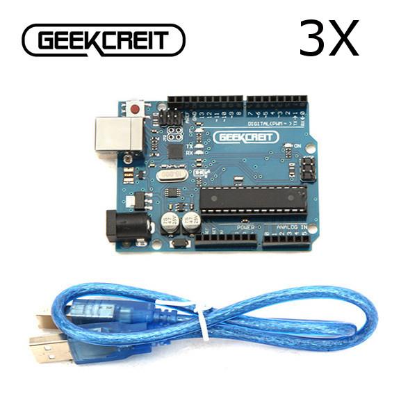 

3Pcs Geekcreit® Arduino Compatible UNO R3 ATmega16U2 AVR USB Development Main Board