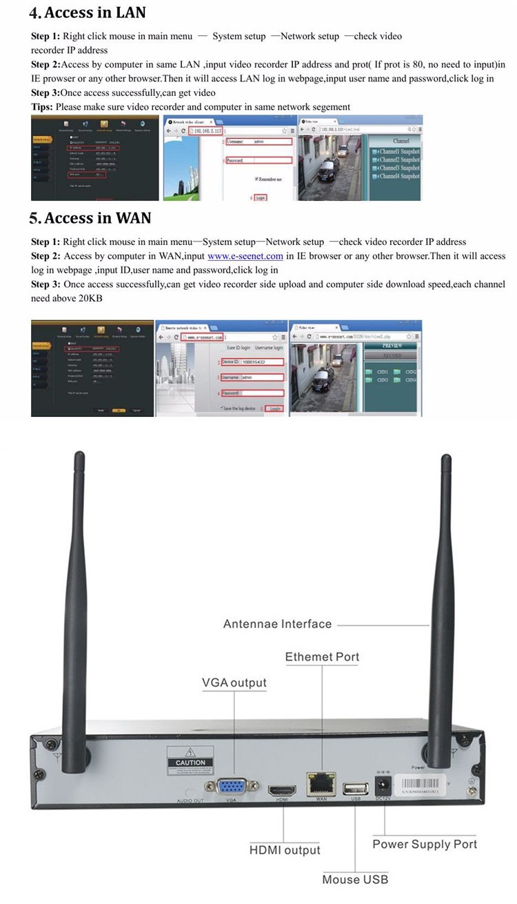 4PCS 4CH CCTV Wireless 960P NVR DVR 1.3MP IR Outdoor P2P Wifi IP Security Camera Video Surveillance 31