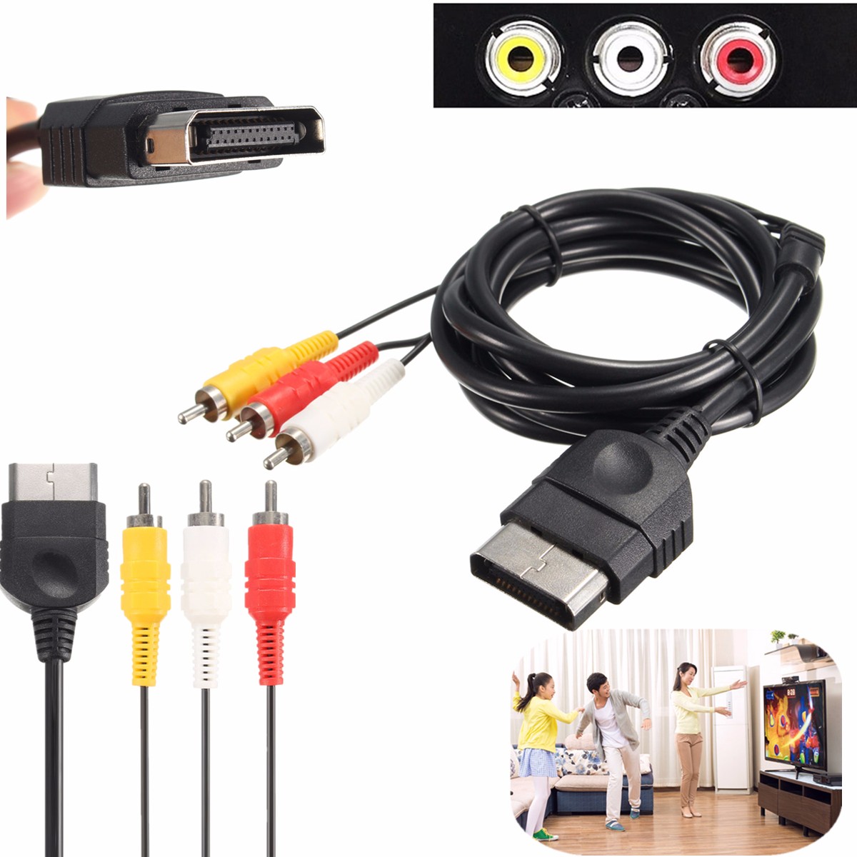 1.8m 6ft Composite AV Audio Video Cable Component Cord RCA for XBOX Classic One 10