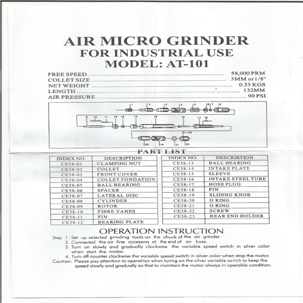 Micro Air Die Grinder Kit Polishing Gringding Rotary Tool