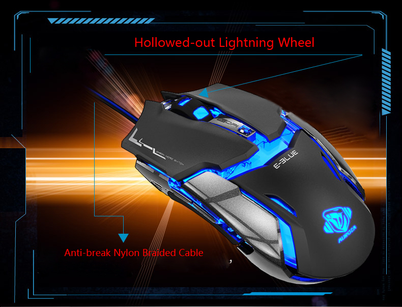 E-Blue EMS618 4000DPI 1000Hz 6 Buttons USB Wired Optical Gaming Mouse For PC Computers Laptops 13