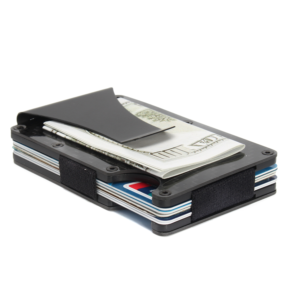 Slim Carbon Fiber Credit Card Holder RFID Blocking Metal Wallet Money Clip Case 16