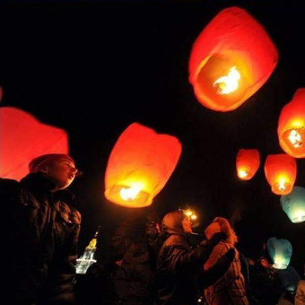 5X Love Heart KongMing Sky Lanterns Chinese Traditional Wishing Lamp Rose Red Color - Photo: 3