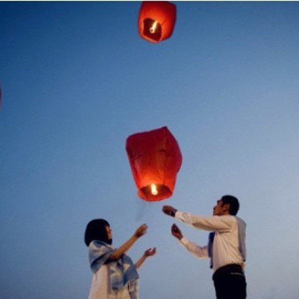5X Love Heart KongMing Sky Lanterns Chinese Traditional Wishing Lamp Rose Red Color - Photo: 2