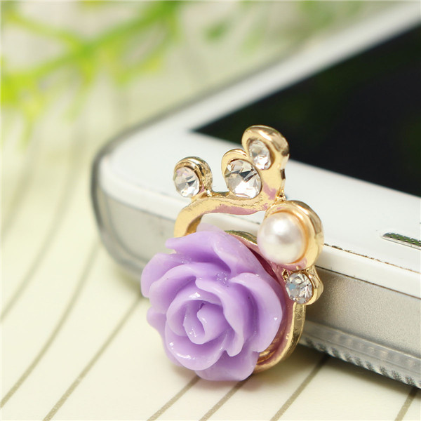 

3.5mm Pearl Rose Anti Dust Earphone Plug Stopper Cap Gadget Accessories For iPhone Cell Phone
