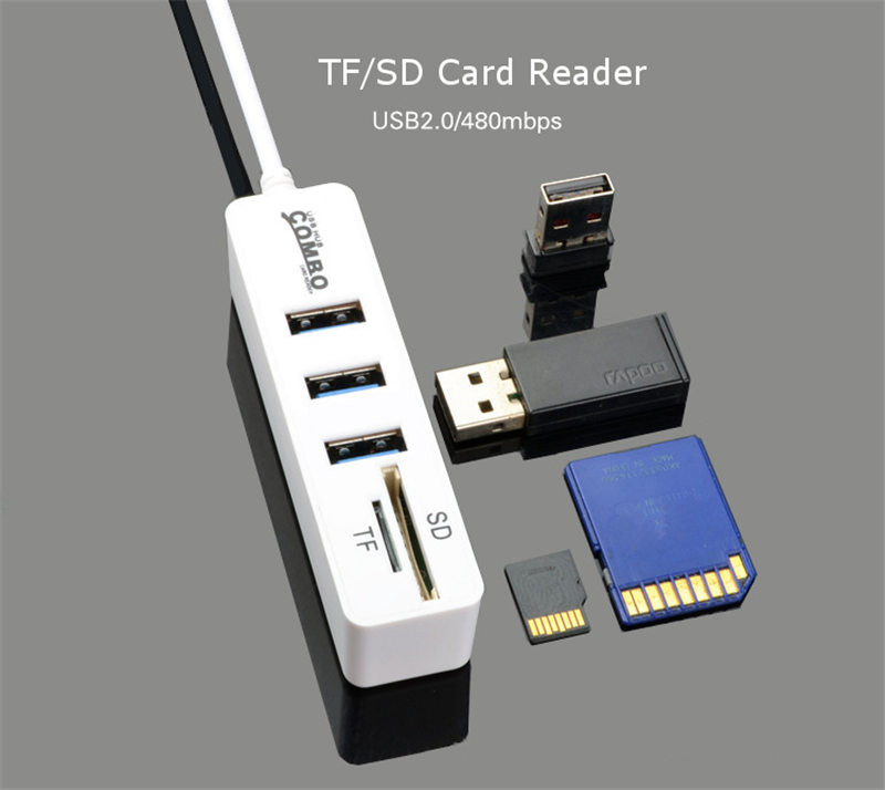 Mini 3 USB2.0 Ports Hub SD TF Card Reader Combo 38