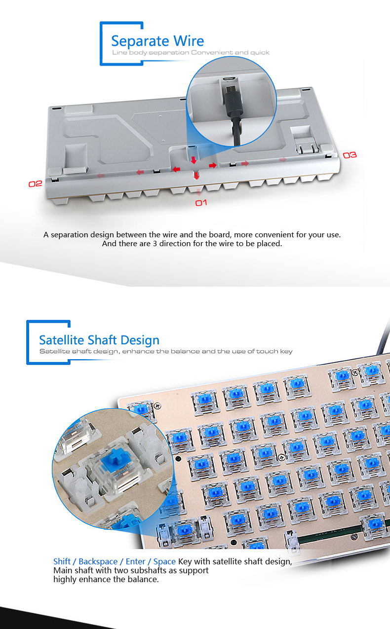 E-element Z88 81 Key NKRO USB Wired RGB Backlit Mechanical Gaming Keyboard Outemu Blue Switch 9
