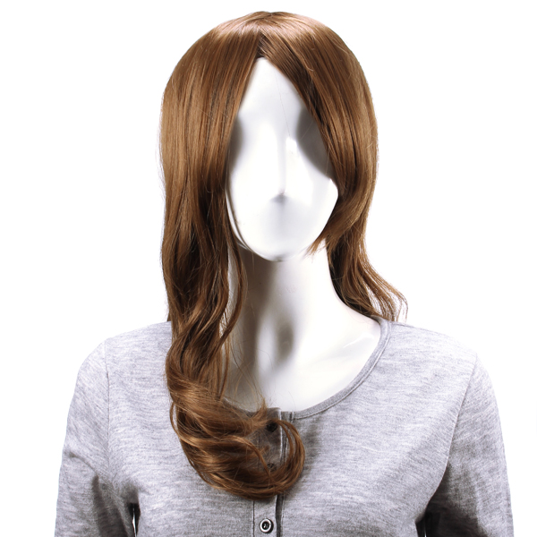 

LC065-M827 Capless Long Brown Side Bang Synthetic Curly Hair Wig